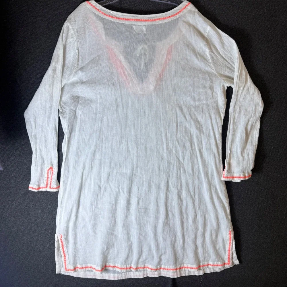 Old Navy White Swim Coverup with Coral Embroidery - Picture 8 of 13